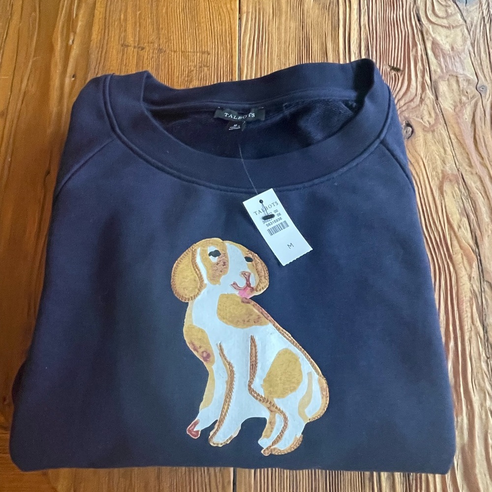 Talbots Dog Days Blouson Sleeve Sweatshirt-New w/ Tag - Picture 2 of 6